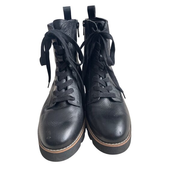 Vionic Women's 6.5 Lani Black Leather Lace Up Moto Combat Boots EUC Orthotic - Picture 2 of 12